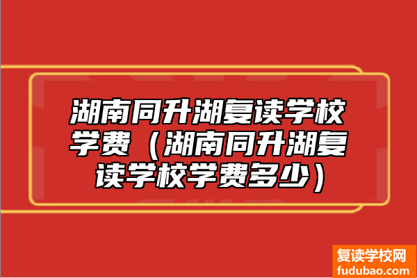 湖南同升湖复读学校学费（湖南同升湖复读学校学费多少）