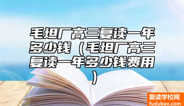 毛坦厂高三复读一年多少钱（毛坦厂高三复读一年多少钱费用）